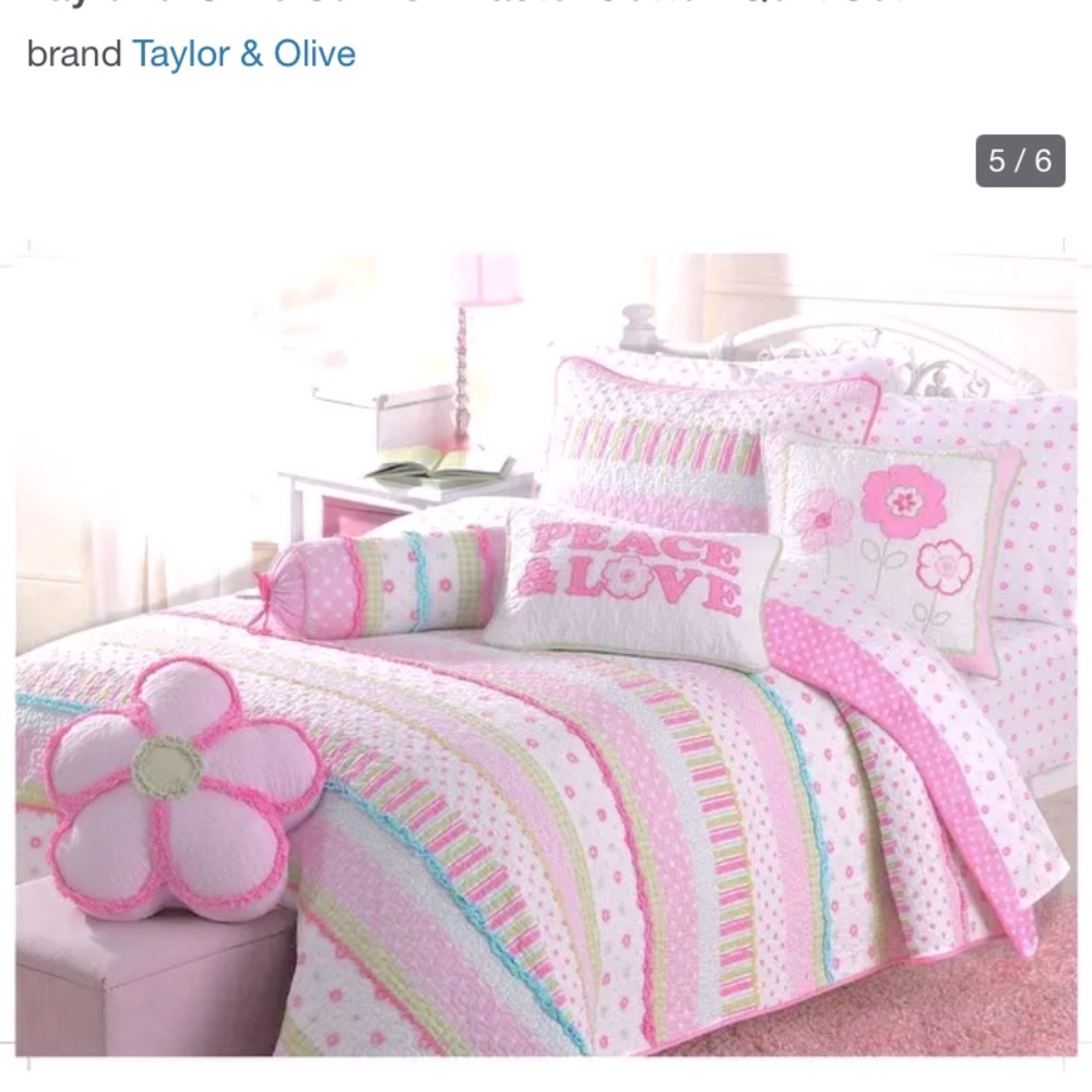 Girl’s Pastel Quilted Bedding Set-Twin